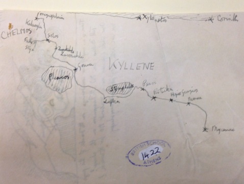 Back of letter with route of honeymoon